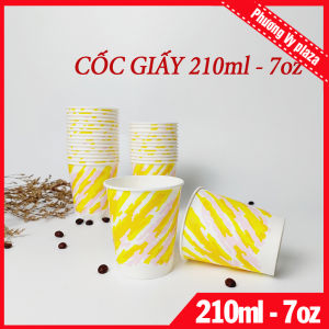 50 Ly Giấy 210ml - 7oz Kẻ Sọc Vàng Cốc Giấy NHẬP KHẨU HÀN QUỐC
