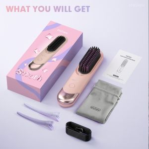 Enchen H100 Cordless Hair Straightener Comb Portable Wireless Negative Ionic Hair Straightener Brush Comb Fast Heating