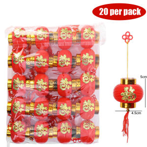 YESPERY 20Pcs 5cm Chinese Style Red Lantern Traditional Ornaments 2025 New Year Lantern Spring Festival Fu Lantern Hanging Decor Party Home New Year Decoration