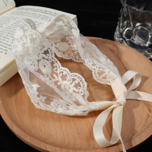 French Lace Headband Womens Fashion Ballet Style White Streamer Headband Girls Hair Braided Headdress