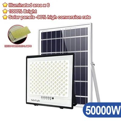 ESGLOVES 100000W LED Solar Floodlight IP67 Waterproof Outdoor Lighting with Remote Control and Resin Tempered Glass
