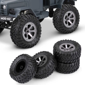 4PCS RC Rubber Wheel Tyre & Wheel Rims Set Modification Parts for WPL C14 C24 MN D90 99S RC 4WD Off-road Vehicle Part