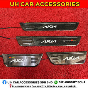 PERODUA AXIA 2023 2024 CARBON LED SIDE DOOR STEP SILL SCUFF PLATE