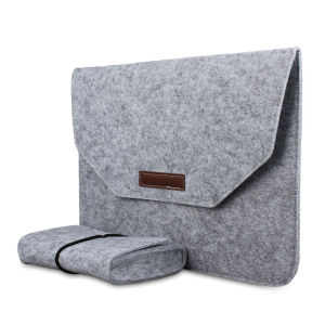 Candy Shield Synthetic Wool Laptop Sleeve with Charger Pouch - Protective Felt Cover for MacBook Air & Pro 13/14/16