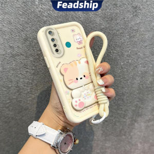 Feadship Case for Realme 5 c3 5i 6i REALME 6 PRO 5 pro phone casing Softcase Silicone shockproof Cover new design aesthetic cute cat with holder & lanyard JTDTMMZJ06