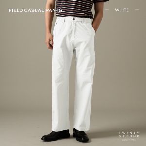 TWENTYSECOND กางเกงขายาว ผ้าคอตต้อน Ripstop ทรงกระบอกใหญ่ รุ่น Field Casual Pants - ขาว / White