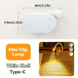 New Mini Portable Clip-On Book Light with Adjustable Brightness in Three Colors C-Type USB Rechargeable 360-Degree Foldable LED Soft Light Reading Lamp Suitable for Bedrooms Bedside Study Creative Gift Table Lamp And Small Night Light.