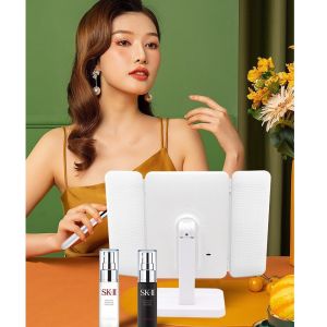 Gương trang điểm mini để bàn tích hợp đèn led cảm ứng