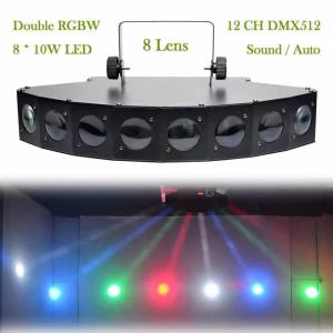 Panggung Beam Light 8X10 W LED RGBW DMX 512 Lampu Cahaya Suara Profesional Peralatan Dj Lampu