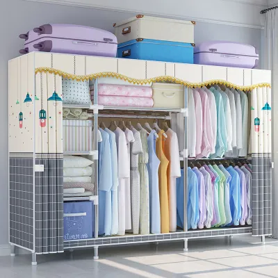 20mm Steel Pipe Wardrobe Easy to Assemble Clothing Cabinet 800kg Capacity Bedroom Storage Closet Organizer
