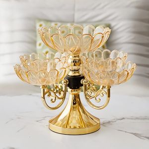 ALLUCK with 5 Bowl Fruit Bowl PET Rotating Fruit Tray  Light Luxury Snack Dessert Plate Household