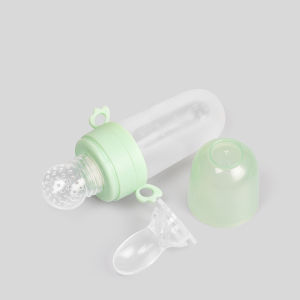 JustLiving 2Pcs/set Baby Feeding Set Silicone Spoon Feeder Bottle Rice Paste Squeeze Feeding Bottle Multifuctional Fruit Vegetable Food Supplement Milk Bottle Teething Feeding Supplies