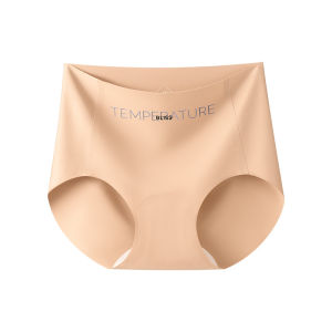 Womens Invisible Liquid Foundation Underwear Without Hip Pinching Ice Silk Mid-waist Antibacterial Long Crotch Sports Fitness Briefs 粉底液冰丝无痕内裤