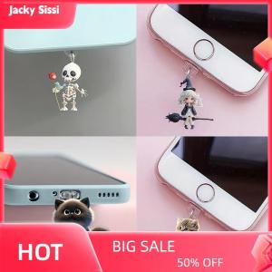 Jacky Mobile Phone Dust Plug Pendan Cute Cat Dog Shamrock Decoration Hanging Pendant For IPhone Type-C Charging Port Anti-Dust Plug