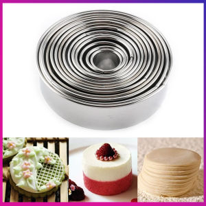 11pcs/Set Stainless Steel Dough Round Cutter Dumpling Wrappers Moulds Mousse Cake Ring Biscuit Cutter Tools for Kitchen