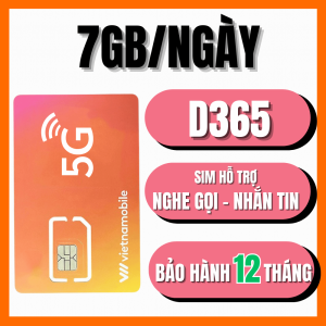 Sim Vietnamobile Gói Data 7GB/Ngày – Trọn Gói 12 Tháng – D365 Internet Tốc Độ Cao Giá Cực Tốt - FREESHIP - CHƯA KÍCH HOẠT