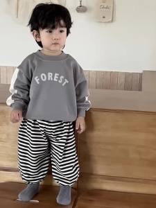 Baby clothes spring new arrivals childrens spring clothing 2026 Spring Korean-style childrens clothing boys letter-print sweatshirt and sweatpants set