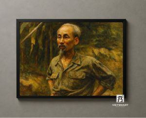 Tranh Nghệ thuật "Bác Hồ Ở Chiến Khu Việt Bắc" VIETSMART ART - Acrylic 45x 60cm