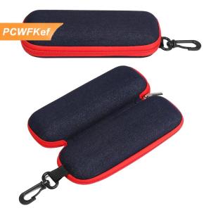 【PCWFKef】 Thời trang denim vải kính hộp dây kéo Kính mát bảo vệ container Kính mắt trường hợp kính đọc sách tổ chức mang theo túi