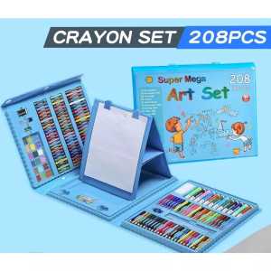 Crayon Set 208 Pcs Set Art Alat Menggambar Mewarnai Anak Pensil Warna Spidol Cat Anti Air Dan Kotor Buku Melukis Krayon Lengkap Oil Pastel