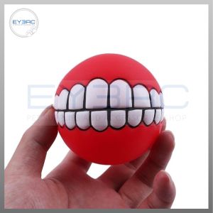 Pet Toy Squeaky Round Ball with Teeth Design Durable Squeak Fun for Dogs Cats Indoor Outdoor Play