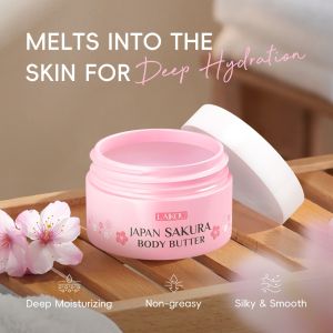 LAIKOU Japan Sakura Body Butter Deep Moisturizing Repair Skin Barrier Enhance Elasticity Firming Body Cream 100g