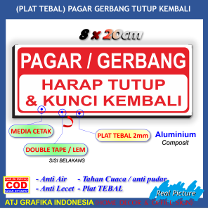 Plat tebal pagar gerbang pintu harap ditutup kembali papan peringatan keamanan lingkungan