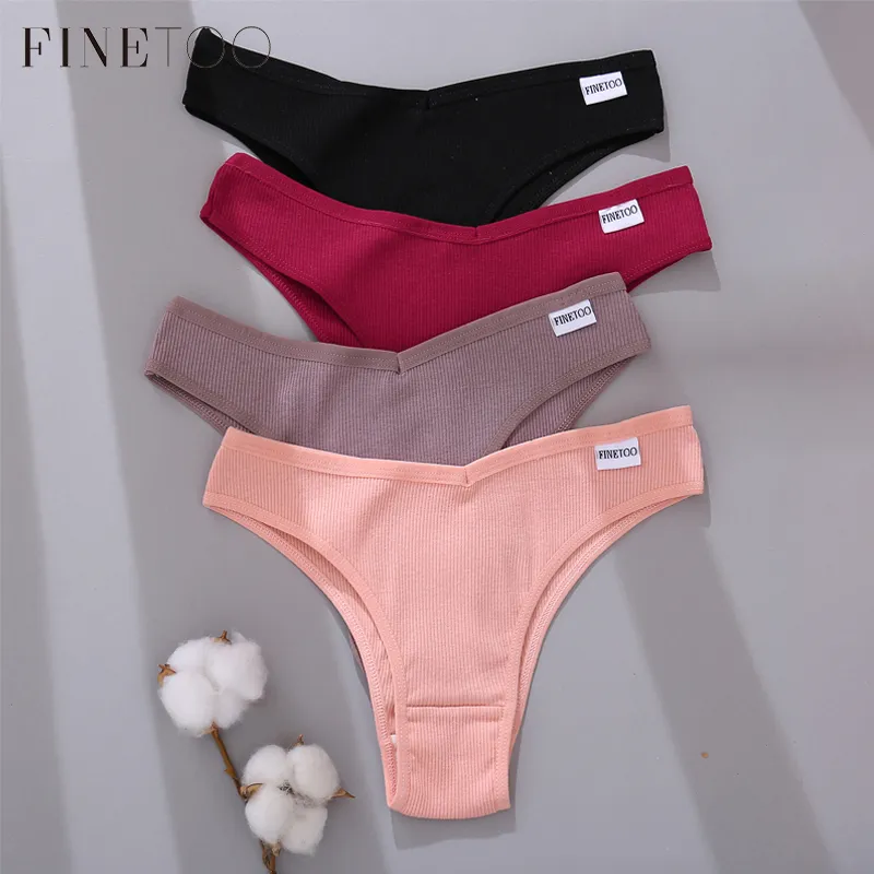 FINETOO 3pcs Panties For Women Cotton Soft Brazil Underwear Lady