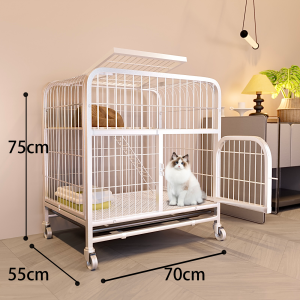 Cat Cage Villa Large Space 4 Layer Pet Cage Foldable Sturdy Pet Furniture Cat Cages with Wheels House with Toilet Black/WhiteIron Cage