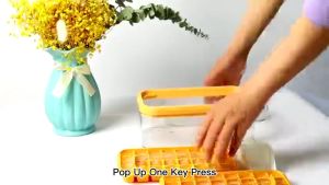 34/68 Grids Ice Cube Tray with Lid Food Grade Ice Cube Molder Easy Release Household Ice Maker