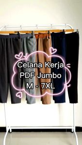 CELANA KERJA PDF JUMBO M-7XL PANJANG POLOS WANITA/CEWEK TERMURAH TERLARIS BEST SELLER KATUN CAPRI TEBAL