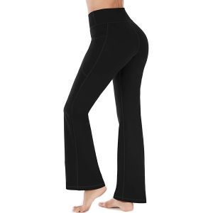 FEELCOOLSPORT Yoga Pants for Women with Pockets High Waisted Workout Pants Work Pants Dress Pants Wide Leg Pants