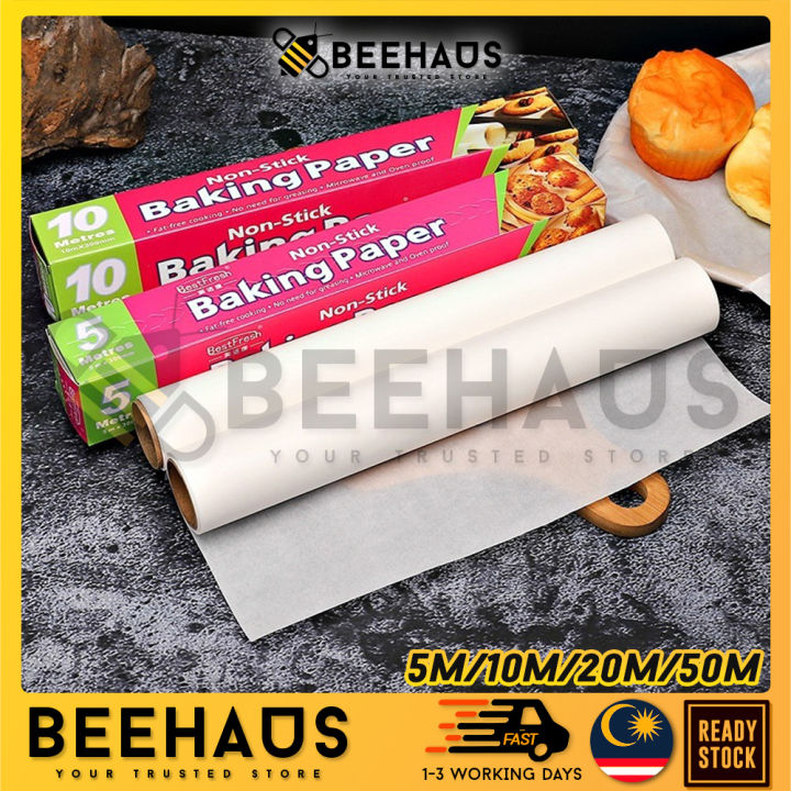 BEEHAUS Baking Paper 5M/10M/20M/50M | Non-stick Baking Cooking Paper ...