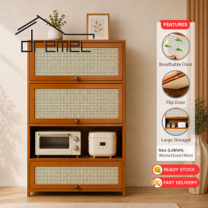 DREMEL 4 Tier Bamboo Almari Penyimpanan Bookself Organizer Rak Buku Display Kitchen Cabinet Household Storage Rack Sideboard
