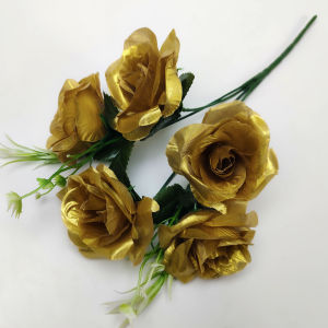 HARGA 1 PCS BUNGA MAWAR PLASTIK TANGKAI 5 MURAH ARTIFICIAL - ROSE JEPANG DEKORASI