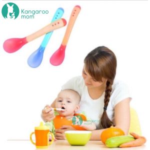 Kangaroomom Baby Silicone Spoon Temperature Heat Sensing Thermal Feeding