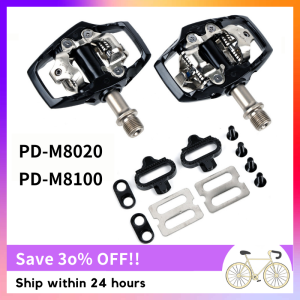 For Shimano PD-M8020 PD-M8100 Mountain Bike Self-Locking SPD Pedals with Cleats Professional Racing MTB Bike Parts Pedal Lock Pedal with Buckle Parts