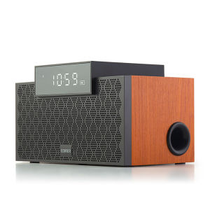 Edifier MP260 Portable Speaker - Bluetooth V5.0 | Built-in Clock | Alarm Function | Wooden Enclosure | 2.1 Channel