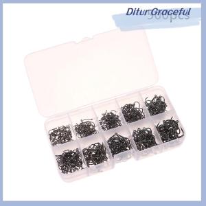 Ditur 100-500PCS Fishing Hooks Set High Carbon Steel Sharp Durable Barbed Fishhook Rock Fishing Equipment Gear Tackle Accessories