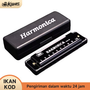 Model Harmonika 10 lubang nada 10 Lubang Kunci Alat Musik Alat Musik Harmonika C Blues Mainan Edukasi dengan Wadah