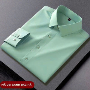 Áo sơ mi nam dài tay lụa thái form ôm body Menswear Shirt Có Cổ