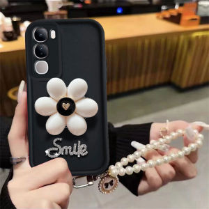 Ốp điện thoại cho Vivo y21d y04 Y39 Y29 y29t y29s Y200 5g y19s Pro với khung hoa đẹp ngọc trai thiết kế vòng tay Silicone vỏ mềm cho vivoy21d cho cô gái vỏ bìa