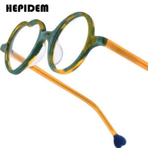 HEPIDEM Multi Acetate Glasses Frame Women Brand Designer Round Heart Eyeglass Men Japanese Handmade Spectacles Thin Optical Eyewear 9377