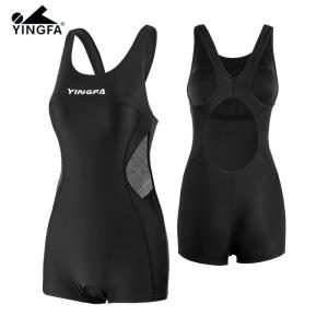 YINGFA Womens Slimming One-Piece Swimsuit Korean Designer Style with Built-in Short Boxer for Sports & Swim