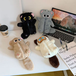 MIRACLE HOME STORE Siamese Cat Plush Pencil Case Large Capacity Stuffed Animal Cat Pencil Bag School Supplies Pen Storage Bag Stationery Bag Office Supplies