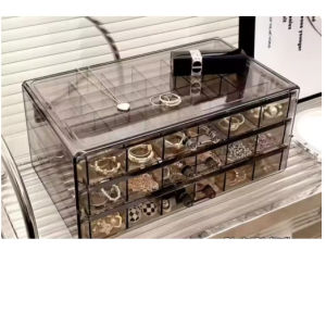 Acrylic Jewelry Storage Box 72 Grids 3 TIER Earring Necklace Studs Nail Art Box Transparent Hard Plastic Organizer Box