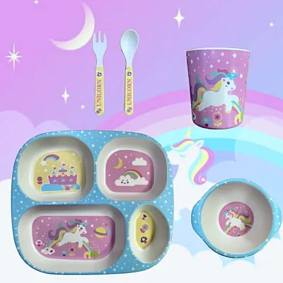 Kids Dinnerware 5pcs Set plate bowl cup spoon & fork Feeding Plate Set Crab cartoon gift box