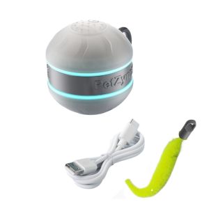 SHICA หมุนได้ ลูกบอลของเล่นแมวแบบโต้ตอบ ชาร์จ USB ทนต่อการกัด ของเล่นลูกบอลไฟฟ้าอัตโนมัติ ของเล่นเพื่อความบันเทิงสำหรับแมว พร้อมหาง ลูกบอลไฟฟ้าอัจฉริยะสำหรับสัตว์เลี้ยง สำหรับสุนัข/แมว