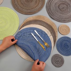 SH.Thai แผ่นรองจาน ทรงกลม ทนความร้อน ที่รองจานสไตล์ญี่ปุ่น กันลื่น ทำความสะอาดง่าย Round placemat