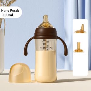 Momosee Botol Susu PP Nano Perak 3in1 Dot Sippy Straw Botol Susu Wide Neck Anti Kolik Bpa Free BB15